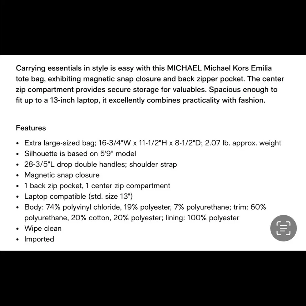 Michael Kors Emilia Large Center Zip Pocket Tote Bag, Purse, Vanilla/acorn - Picture 4 of 10